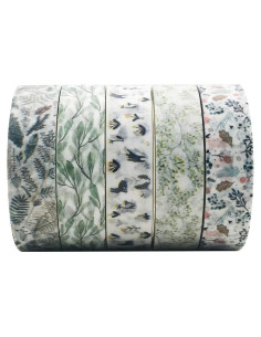 Cinta Washi Floral Vintage EnYan - 5 Rollos 10mm x 3m