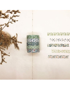 Cinta Washi Floral Vintage EnYan - 5 Rollos 10mm x 3m 2