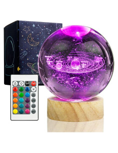 Luz Nocturna 3D Sistema Solar LQW 8 cm LED 16 Colores