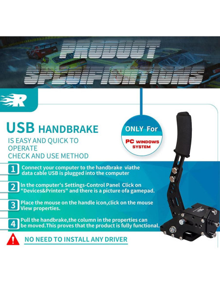 Freno de Mano USB CNRAQR para Simulador de Carreras PC 16Bit