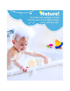 Esponjas de Baño para Bebés MoHern 3Pcs Naturales Suaves 2