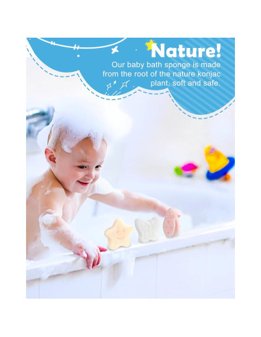 Esponjas de Baño para Bebés MoHern 3Pcs Naturales Suaves