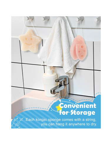 Esponjas de Baño para Bebés MoHern 3Pcs Naturales Suaves