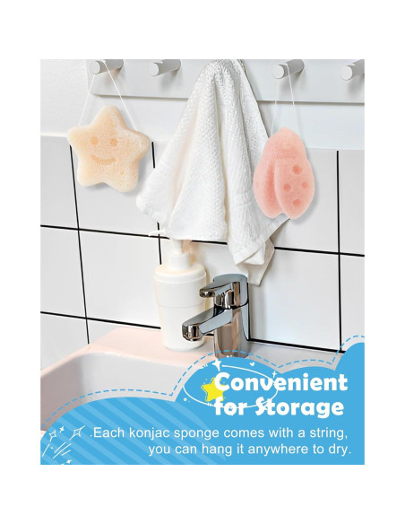 Esponjas de Baño para Bebés MoHern 3Pcs Naturales Suaves
