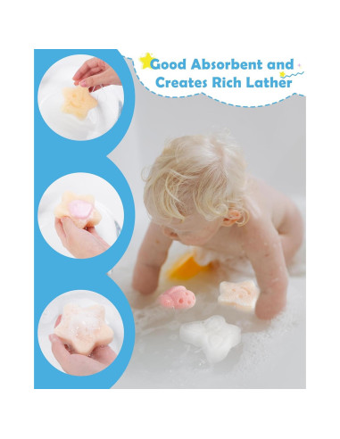 Esponjas de Baño para Bebés MoHern 3Pcs Naturales Suaves