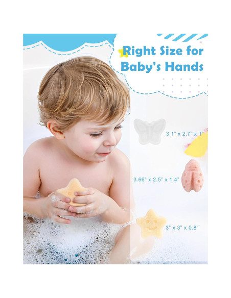 Esponjas de Baño para Bebés MoHern 3Pcs Naturales Suaves