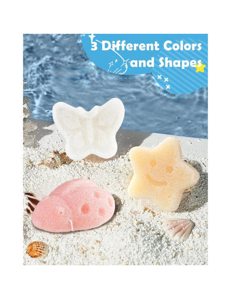 Esponjas de Baño para Bebés MoHern 3Pcs Naturales Suaves