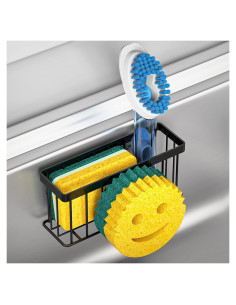 Soporte para Esponja de Cocina MURLONG Negro 3 en 1 Acero Inoxidable