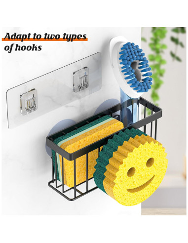 Soporte para Esponja de Cocina MURLONG Negro 3 en 1 Acero Inoxidable