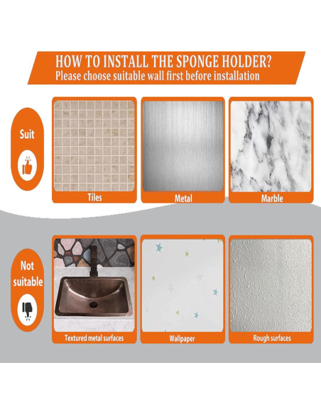 Soporte para Esponja de Cocina MURLONG Negro 3 en 1 Acero Inoxidable