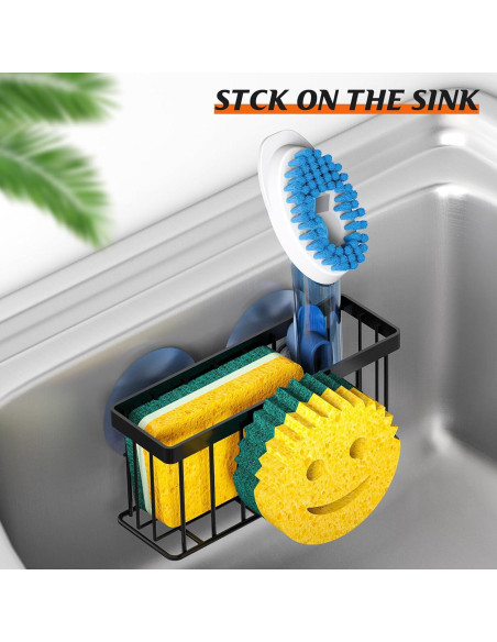 Soporte para Esponja de Cocina MURLONG Negro 3 en 1 Acero Inoxidable
