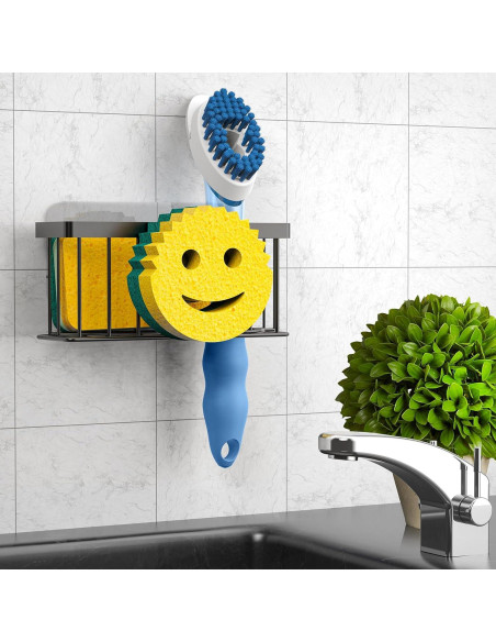 Soporte para Esponja de Cocina MURLONG Negro 3 en 1 Acero Inoxidable