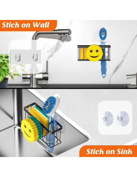 Soporte para Esponja de Cocina MURLONG Negro 3 en 1 Acero Inoxidable