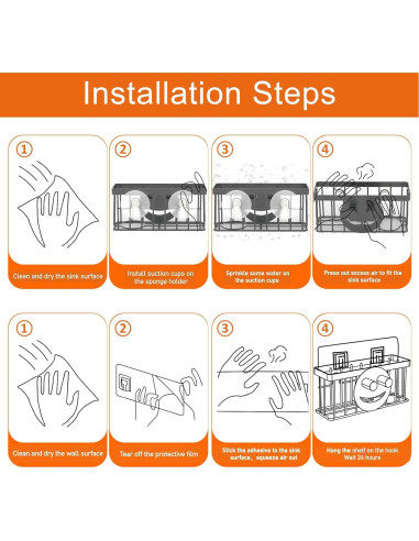 Soporte para Esponja de Cocina MURLONG Negro 3 en 1 Acero Inoxidable