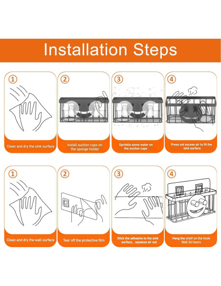 Soporte para Esponja de Cocina MURLONG Negro 3 en 1 Acero Inoxidable