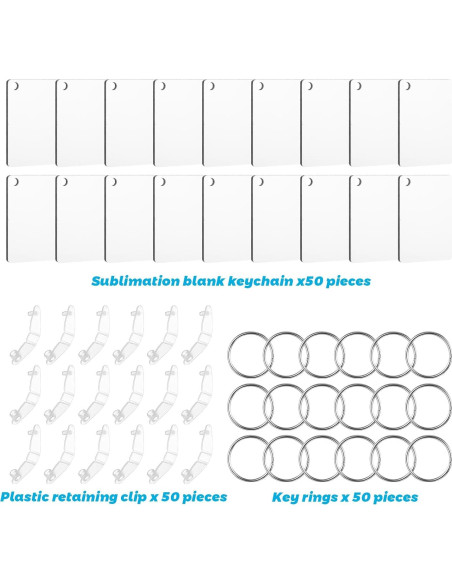 Juego de Llaveros en Blanco para Sublimación Telooco 150 Pzas