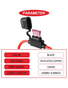 Kit de Soportes de Fusibles Inline 12AWG MKBKLLJY 6 Piezas 2