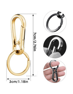 8 Piezas Llavero de Metal Sugiury con Clips y Ganchos 2