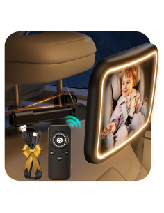 Espejo de Coche para Bebé TAZENI con Luz 2000mAh y Control Remoto