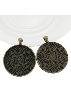 10 Piezas Base de Pendientes Redonda Bronce Antiguo SHUNAE 2