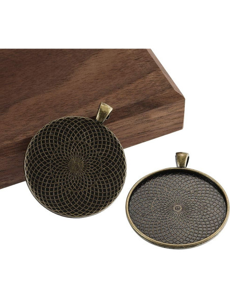 10 Piezas Base de Pendientes Redonda Bronce Antiguo SHUNAE