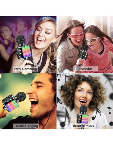 Micrófono Karaoke Inalámbrico BlueFire CT007B 4 en 1 LED