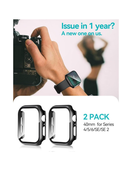 Funda Dura Smiling para Apple Watch 40mm con Protector Vidrio