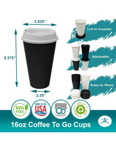 Tazas de café reutilizables 24 Pk Rolling Sands 16 oz negras 2