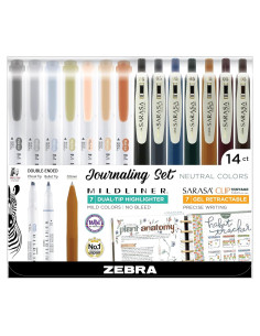 Conjunto de 14 Bolígrafos y Resaltadores Zebra Pen Sarasa Clip