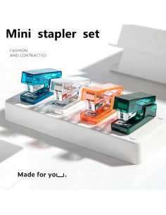 Mini Grapadora HysmmxHer Naranja Transparente 25 Hojas 640 Grapas 2