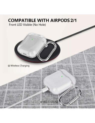 Funda TPU Transparente AIRSPO para AirPods 1/2 con Mosquetón