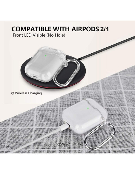 Funda TPU Transparente AIRSPO para AirPods 1/2 con Mosquetón