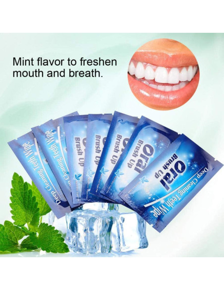 50 Toallitas Desechables para Dientes de Dedo Mrisata - Menta