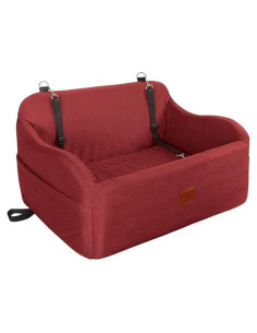 Asiento de Coche para Perros Lealchum Grande Rojo Desmontable