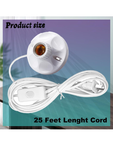 Portalámparas con cable E26/E27 DXMKOP 7.62 m con interruptor