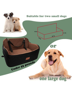 Asiento de Coche para Perros Lealchum Grande Rojo Desmontable 2