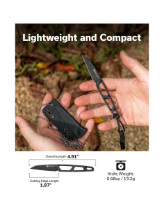 Cuchillo de Hoja Fija SENCUT TEXO 5 cm con Funda y Cadena 2