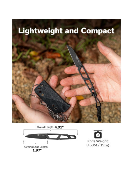 Cuchillo de Hoja Fija SENCUT TEXO 5 cm con Funda y Cadena