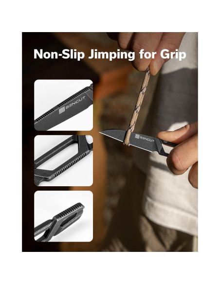 Cuchillo de Hoja Fija SENCUT TEXO 5 cm con Funda y Cadena