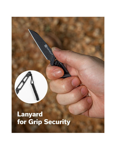 Cuchillo de Hoja Fija SENCUT TEXO 5 cm con Funda y Cadena