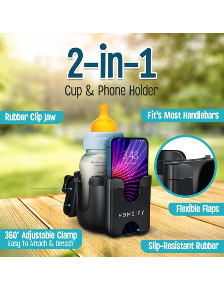 Conjunto Organizador para Cochecito Homeify - Bolsa + Soporte Taza Conjunto Organizador para Cochecito Homeify - Bolsa + Soporte Taza