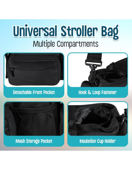 Conjunto Organizador para Cochecito Homeify - Bolsa + Soporte Taza Conjunto Organizador para Cochecito Homeify - Bolsa + Soporte Taza