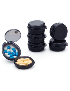 Estuche organizador de pastillas HUIKE - 6 piezas, doble capa, negro