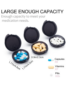 Estuche organizador de pastillas HUIKE - 6 piezas, doble capa, negro 2