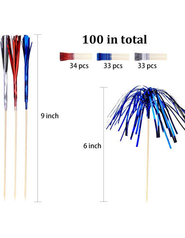 100 Palillos de Cóctel Fuegos Artificiales PheiLa 22.86 cm