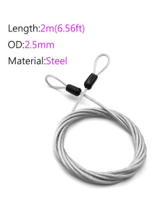 Cable de Acero Trenzado WANLIAN 2.0 m con Doble Anillo 2
