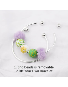 Brazaletes Ajustables de Acero Inoxidable Linsoir 2 Pcs Plata 2