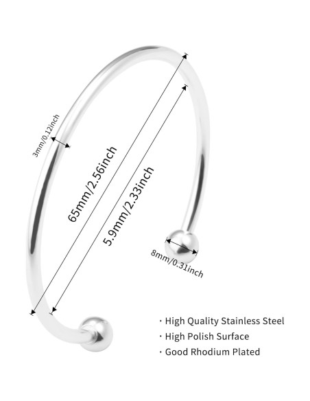 Brazaletes Ajustables de Acero Inoxidable Linsoir 2 Pcs Plata Brazaletes Ajustables de Acero Inoxidable Linsoir 2 Pcs Plata