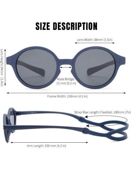Gafas de sol polarizadas HYCREDI Baby UV400 para 0-2 años