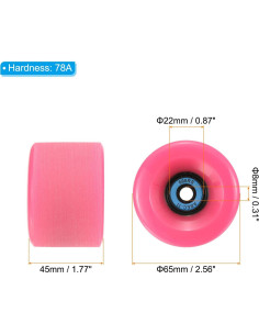 Conjunto de Ruedas y Rodamientos PATIKIL 65mm Rosa 78A 2